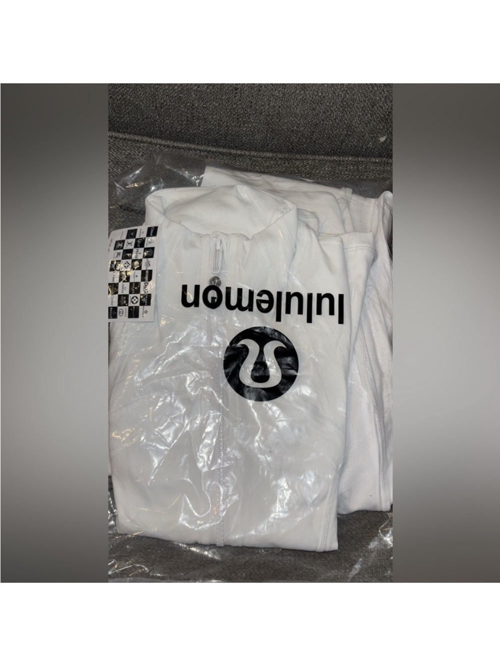 lululemon athletica White Long Sleeve Half-Zip Top with Black Logo